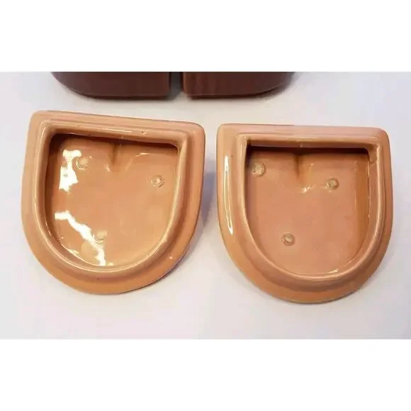 Vintage Art Deco Franciscan Ware Condiment Jars w/ Lids Underplate Pink & Maroon - Picture 8 of 13